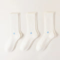 HYACINTH HYALINE Woman Socks Pure Color Set , Cream White, 3 Pairs, Medium Crew image 0