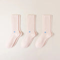 HYACINTH HYALINE Woman Socks Pure Color Set , Pinky , 3 Pairs, Large Crew image 0
