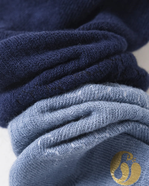 HYACINTH HYALINE Man Socks Mixed Color Set, SeaShell White, Cascade Blue, Pear Blue, 3 Pairs, Large Crew image 1