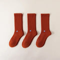 HYACINTH HYALINE Woman Socks Pure Color Set , Orange Red, 3 Pairs, Medium Crew image 0