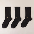 HYACINTH HYALINE Man Socks Pure Color Set , Gravel Black , 3 Pairs, Large Crew image 0
