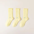 HYACINTH HYALINE Woman Socks Pure Color Set , Moonglow Yellow, 3 Pairs, Large Crew image 0