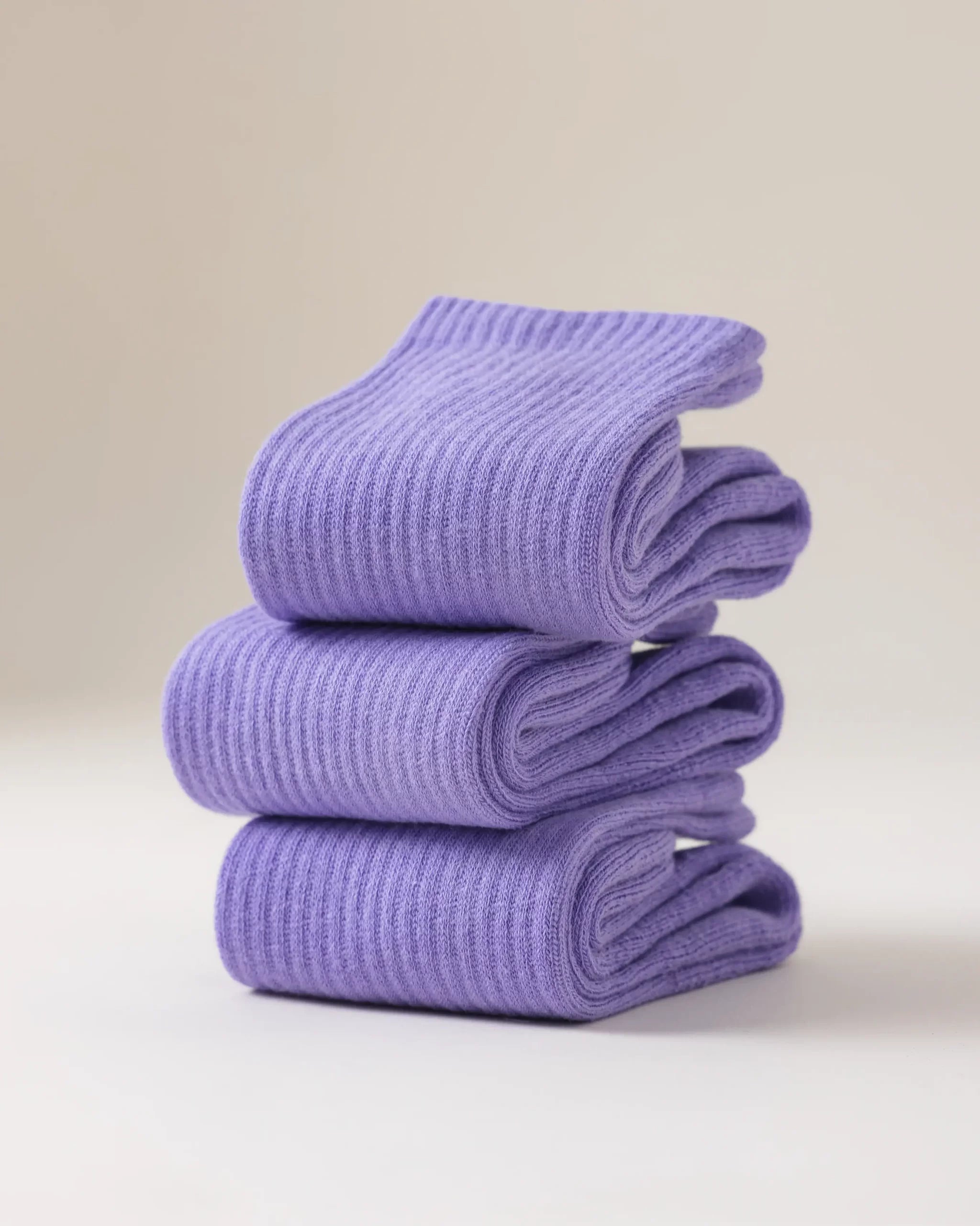 HYACINTH HYALINE Woman Socks Pure Color Set , Balboa Purple, 3 Pairs, Large Crew image 2