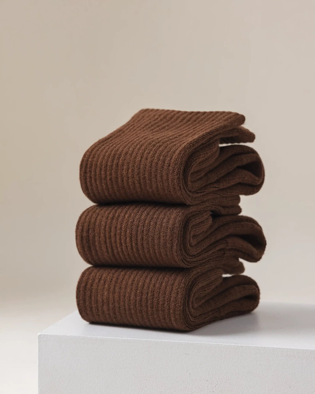 HYACINTH HYALINE Man Socks Pure Color Set , Nutmeg Brown , 3 Pairs, Large Crew image 2