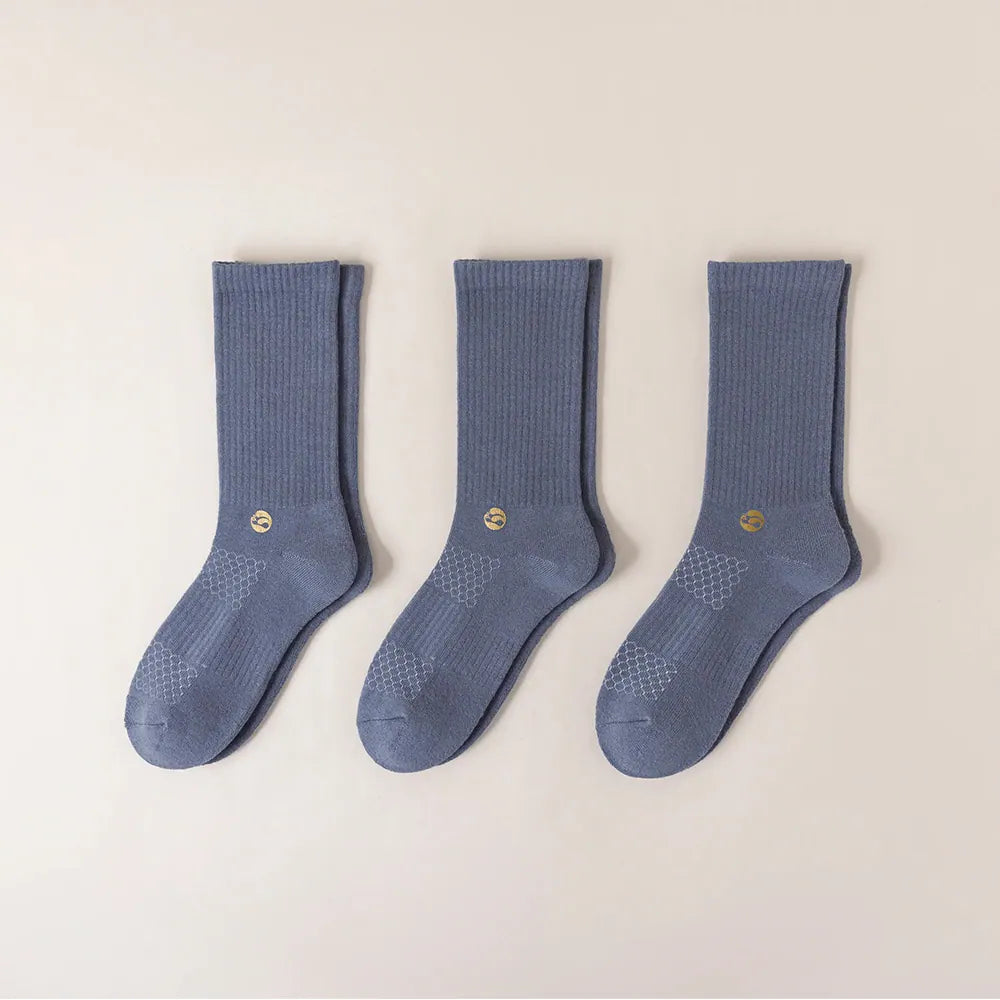 HYACINTH HYALINE Man Socks Pure Color Set , Cascade Blue, 3 Pairs, Medium Crew image 0