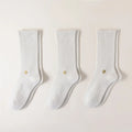 HYACINTH HYALINE Man Socks Pure Color Set , SeaShell White, 3 Pairs, Large Crew image 0