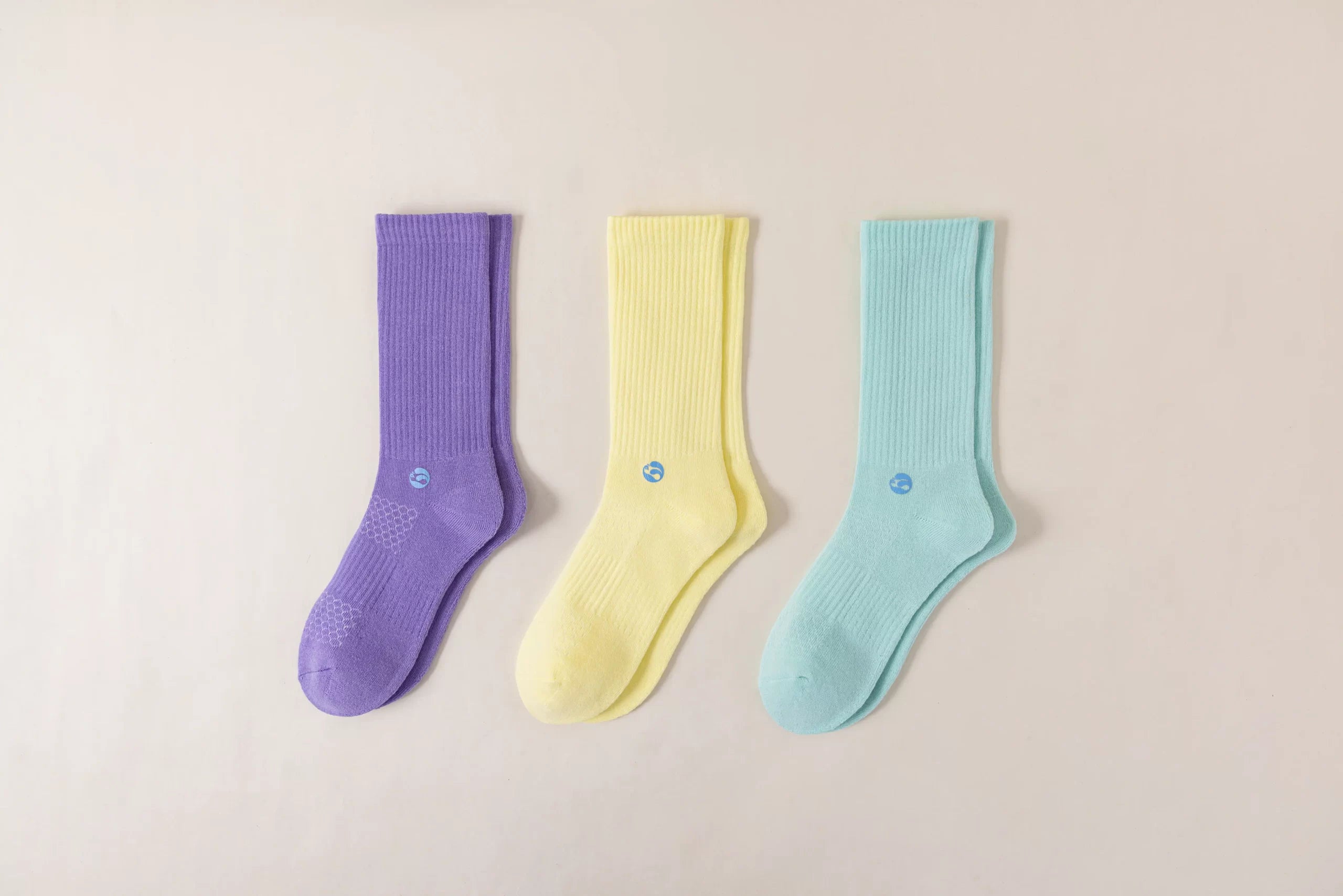 HYACINTH HYALINE Woman Socks Mixed Color Set , Balboa Purple, Edgewater Green, Moonglow Yellow, 3 Pairs, Medium Crew image 0