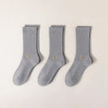 HYACINTH HYALINE Man Socks Pure Color Set , Mist Gray, 3 Pairs, Medium Crew image 0