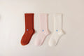 HYACINTH HYALINE Woman Socks Mixed Color Set , Pinky, Orange Red, Cream White, 3 Pairs, Medium Crew image 0