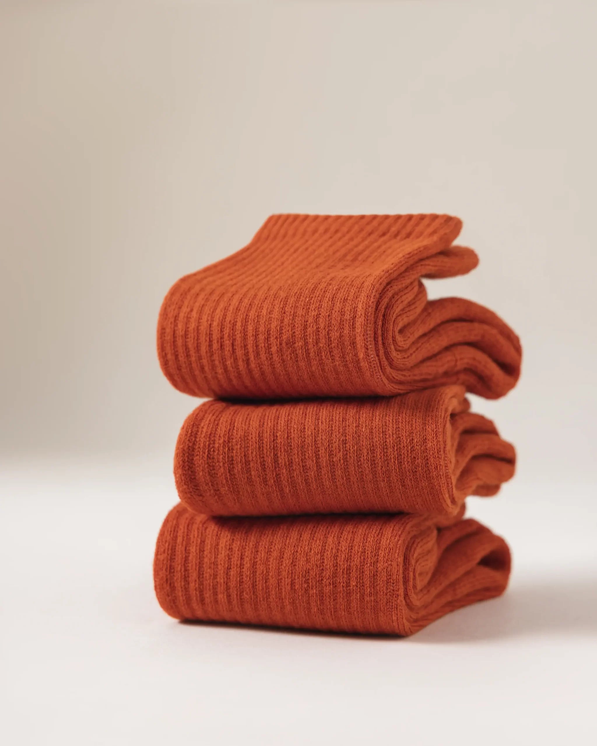 HYACINTH HYALINE Woman Socks Pure Color Set , Orange Red, 3 Pairs, Large Crew image 1