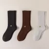 HYACINTH HYALINE Man Socks Mixed Color Set, SeaShell White, Nutmeg Brown, Gravel Black socks